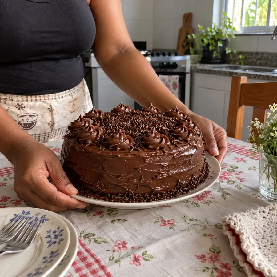 Antes: Bolo de chocolate caseiro